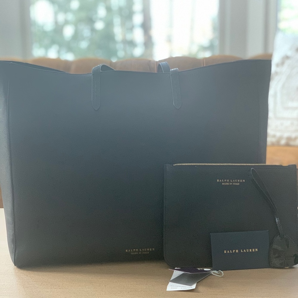 Ralph Lauren Purple Label Lrg Black Calfskin Tote